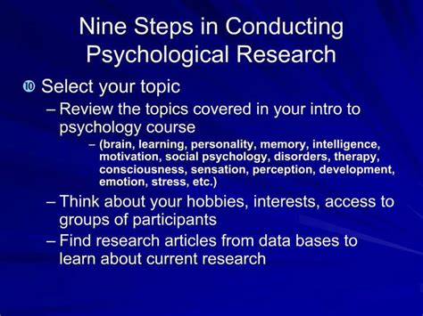 Ppt Nine Steps In Conducting Psychological Research Powerpoint