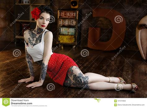 Beautiful Girl Dressed At Pin Up Style Stock Photo Image