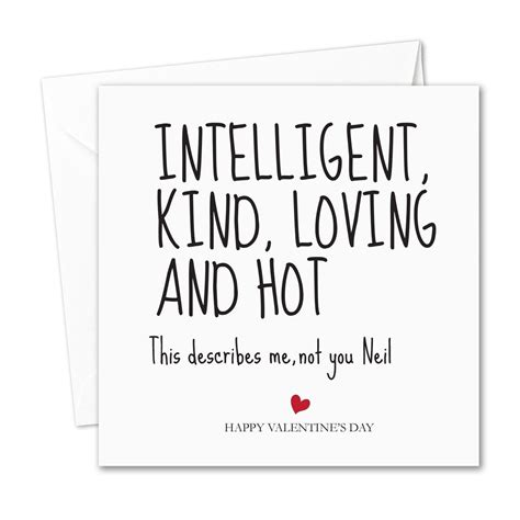 Personalised Valentines Day Card Intelligent Kind Loving And Hot Humour