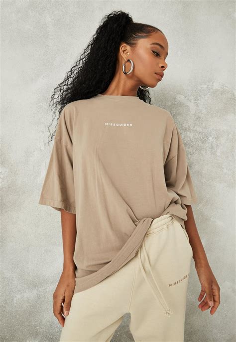 tall-brown-missguided-drop-shoulder-t-shirt-missguided