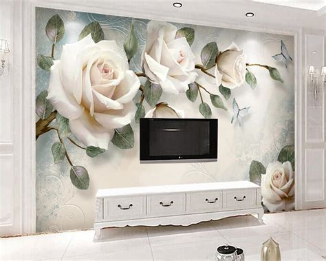 Beibehang Custom Wallpaper 3d Stereo Flower Tv Background Wall Home