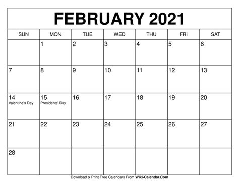 Simple monthly planner and calendar for february 2021. February 2021 Calendar in 2020 | 2021 calendar, Calendar ...