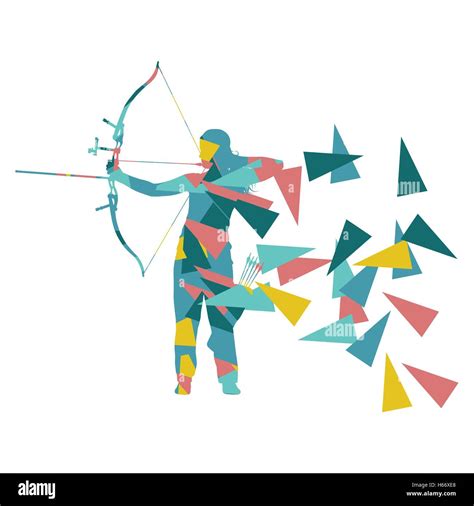 Archery Woman Archer Training With Bow Vector Background Concept Made