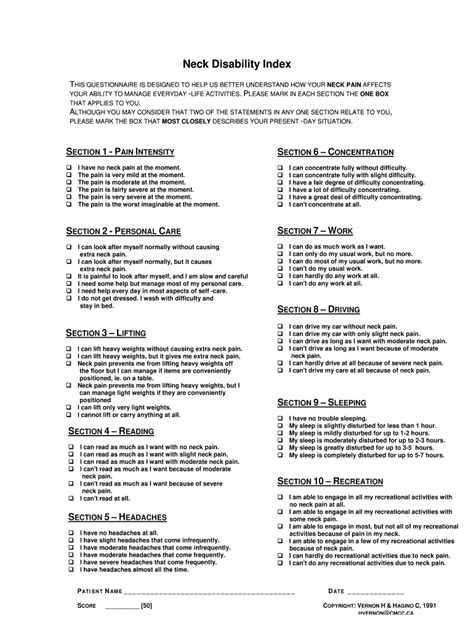Neck Disability Index Pdf Fill Out And Sign Online Dochub