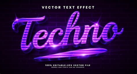 Premium Vector Techno Neon 3d Editable Vector Text Effect With Cyber