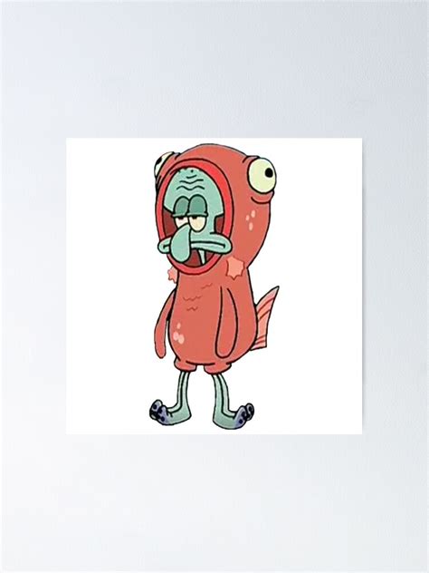 Squidward In A Salmon Suit Poster By Longspicy2 Redbubble