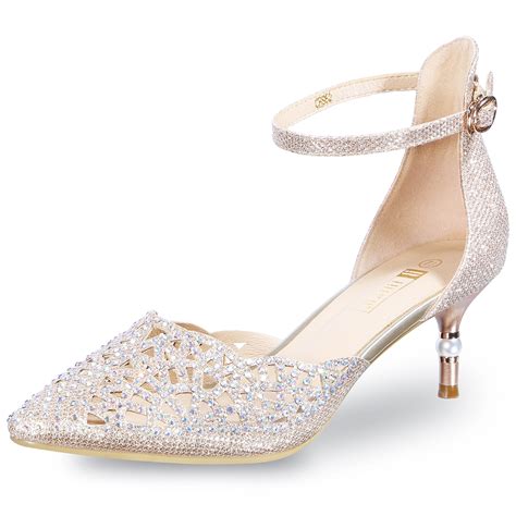 Idifu Women S In2 Candice Wedding Rhinestones Sequins Low Kitten Heels Pumps Dress Evening Shoes