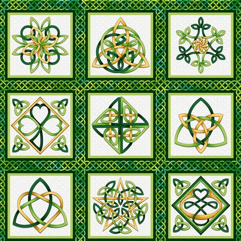 Emerald Celtic Knot Blocks 7in X 7in By Color Principle Studio Irish