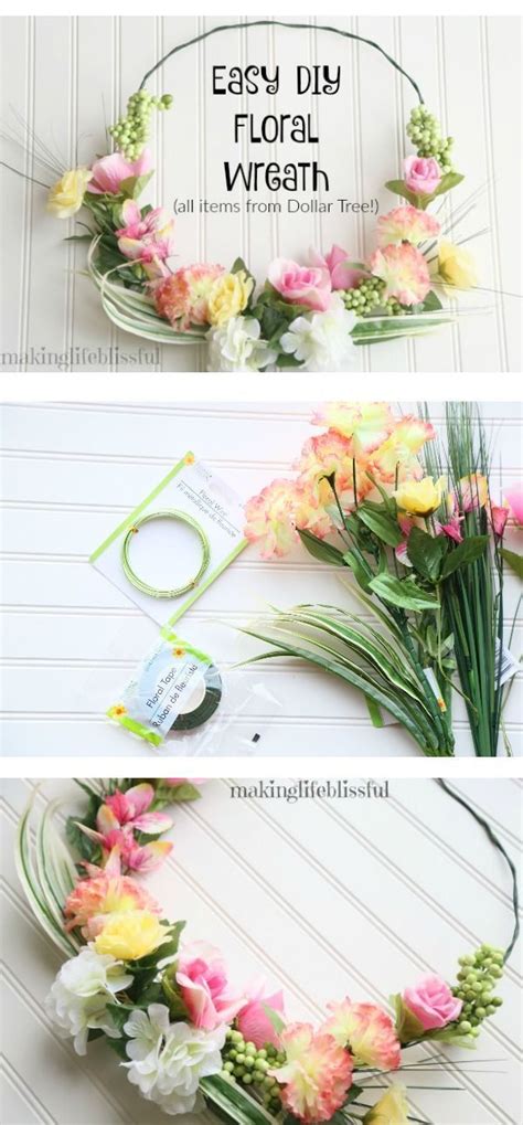 Now the dollar tree wreaths do need a lot of fluffing… but they're a dollar! Easy Dollar Store Floral Wreath for Spring and Summer ...