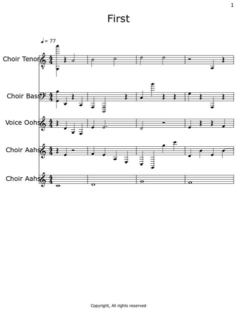 First Sheet Music For Choir Aahs Voice Oohs