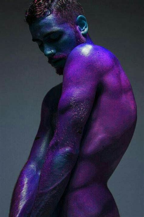 Purple Male Body Art Men Photography Body Painting