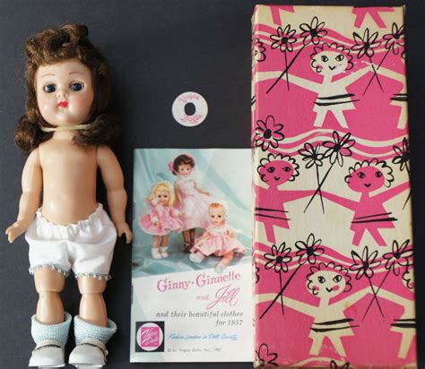 1957 Vogue Ginny Bend Knee Walker Doll With Original Box And Booklet Bkw