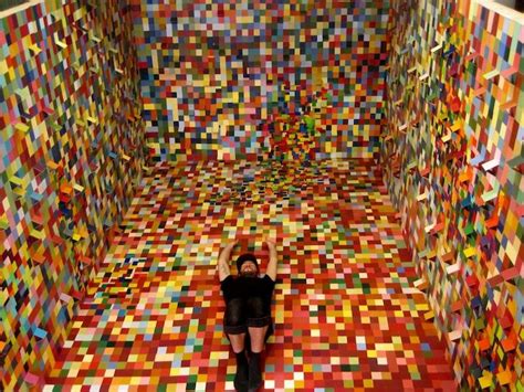 Artist Uses Paint Swatches To Create A Colorfully Pixelated Space