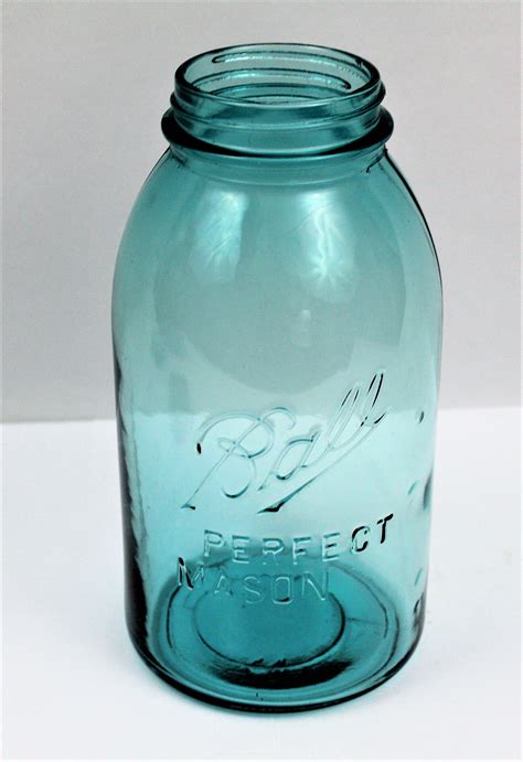 Antique Fruit Jar Ball Perfect Mason Half Gallon Blue Glass Etsy Schweiz