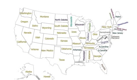 mapa de estados unidos con nombres y sus capitales