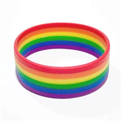2017 New Fashion Silicone Rainbow Pride Bracelet Mutilayered Rubber Gay Lesbian Lgbt Wristband