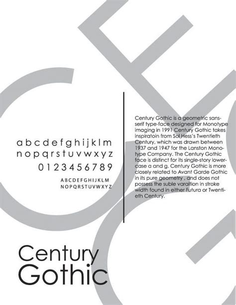 Century gothic is similar in some fundamental ways to futura, but has some very unique differences that clearly set it apart. Typeface Poster Century Gothic Century gothic font poster ...