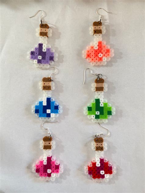 Potion Bottle Earrings Minecraft Potion Bottle Perler Beads Etsy