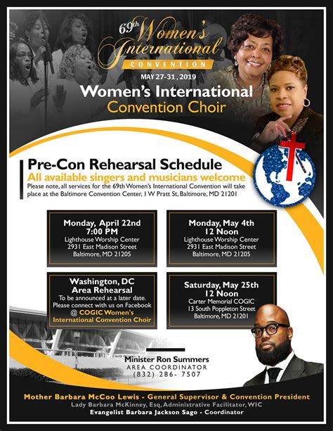 Choir Schedules International Cogic Womens Department