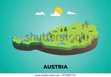 Austria 3d Isometric Map Topographic Details Vector De Stock Libre De