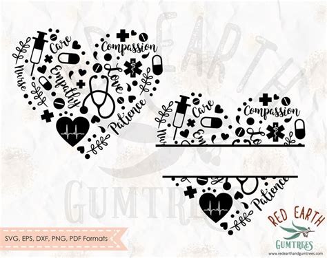 Download Nurse heart split monogram frame decal,Medical heart svg ...