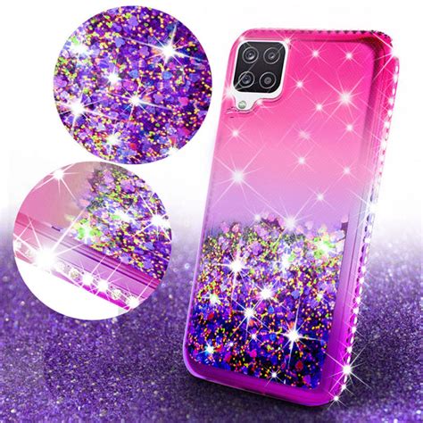 Samsung Galaxy A12 Case Liquid Glitter Phone Case Waterfall Floating Q