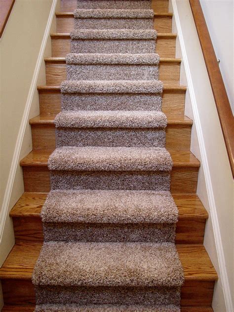Beautiful Carpet Runner For Wooden Stairs With Nice Blue Chenille Wool