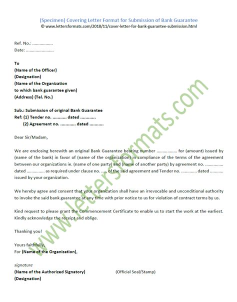 Write Letters Online Covering Letter For Submission Of Bank Guarantee