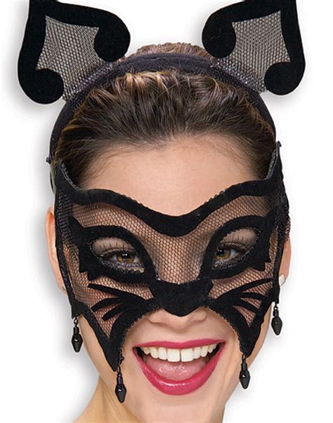 Womens Halloween Black Cat Masquerade Eye Costume Mask Adult
