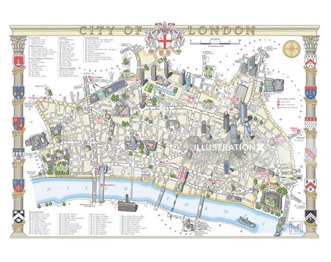 City Of London Illustrated Map Illustration By Mike Hall