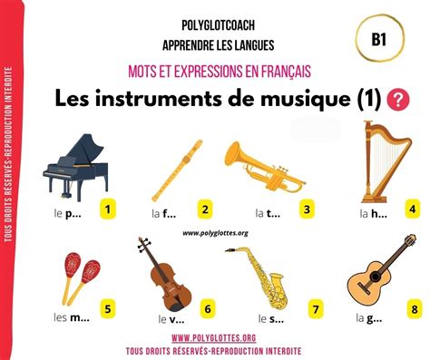 vocabulaire fle les instruments de musique 1 🎧 les mots de la vie quotidienne en français