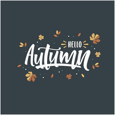 Premium Vector Hello Autumn Lettering Template Background