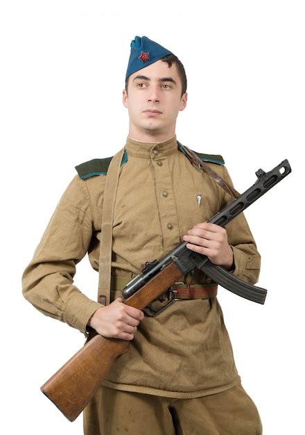 Young Soviet Soldier With Machine Gun Ww2 Photo Premium Download