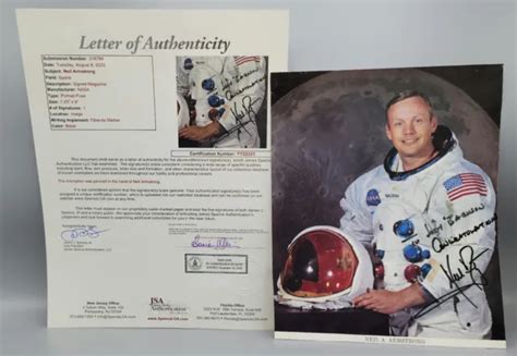 Neil Armstrong Autograph Photo Jsa Signed Apollo 11 Astronaut Nasa