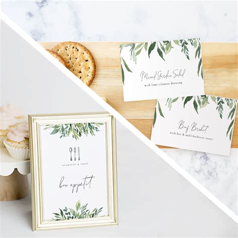 Printable Greenery Branch Buffet Label Template Buffet Food Sign