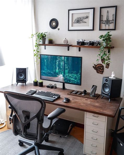 Wood Gaming Battlestation Setup Idea Home Office Setup Room Setup