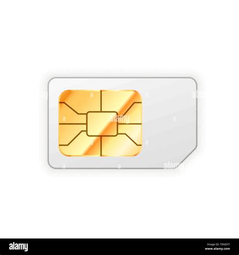Blank Sim Card For Phone With Golden Glossy Chip Isolated On White