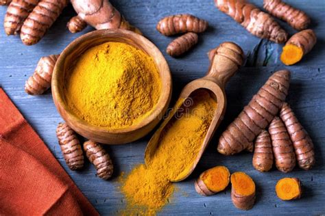 Turmeric Powder And Roots Stock Image Image Of Healthy