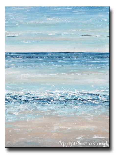 Original Art Blue Abstract Painting Large Textured Beach Coastal Decor Contemporary Art By