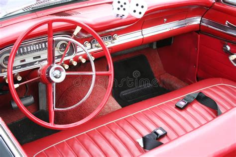 Red Retro Car Interior Stock Image Image Of Steering Vintage 210553