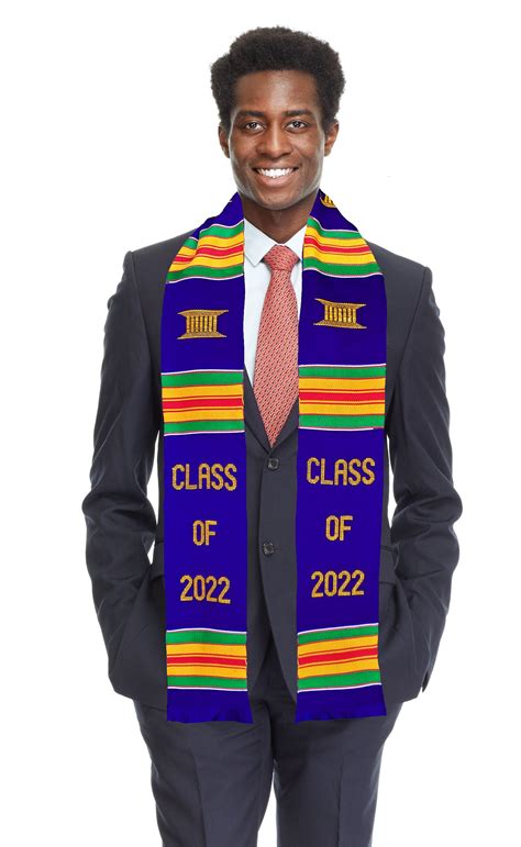Class Of 2022 Kente Cloth Stole Sash Graduation Blue