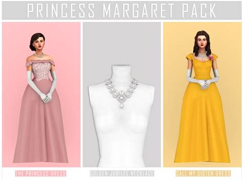 Princess Margaret Pack By Batsfromwesteros Two Dresses And A Necklace Ts4adultacc Ts4