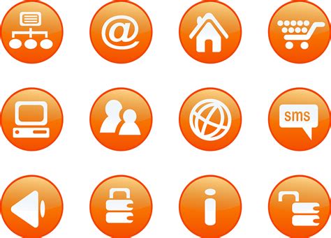 Set 1 Of Orange Icons Vector Free Download Creazilla