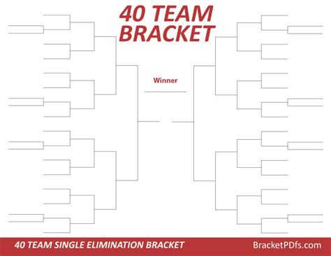 40 Team Bracket Single Elimination Printable Bracket In 14 Different