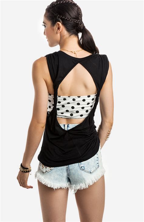 Open Back Tank Top In Black Dailylook