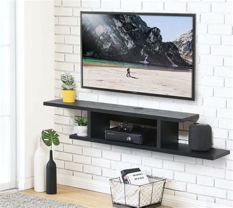 Wall Mounted Tv With Floating Shelves Floating Tv Unit Wood Entertainment Unit Box Shelf Timber