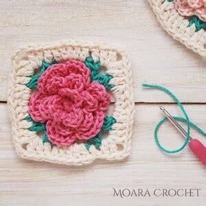Crochet Rose Granny Square Pattern Step By Step Crochet Etsy