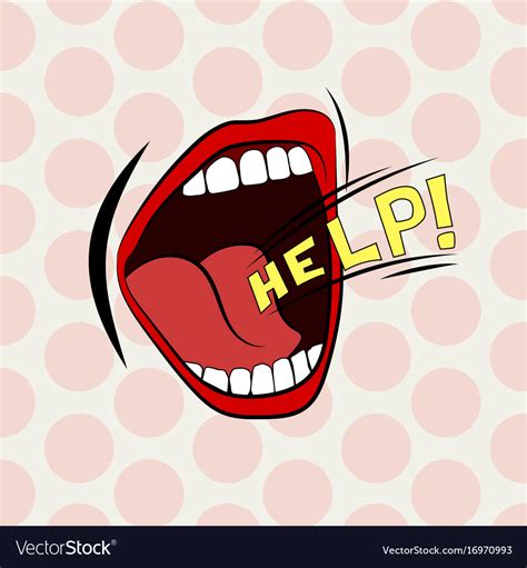 Cartoon Mouth Loud Help Stylish Colored Design Vector Image
