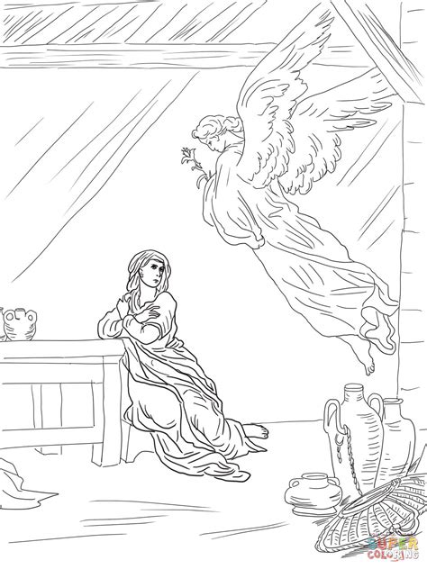 Angel Gabriel Visits Mary Coloring Page With Verse Coloring Pages