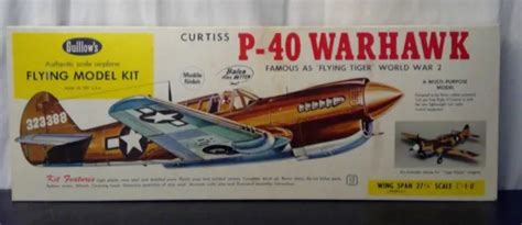 Guillows Wwii Curtiss P 40 Warhawk Flying Balsa Model Airplane Kit